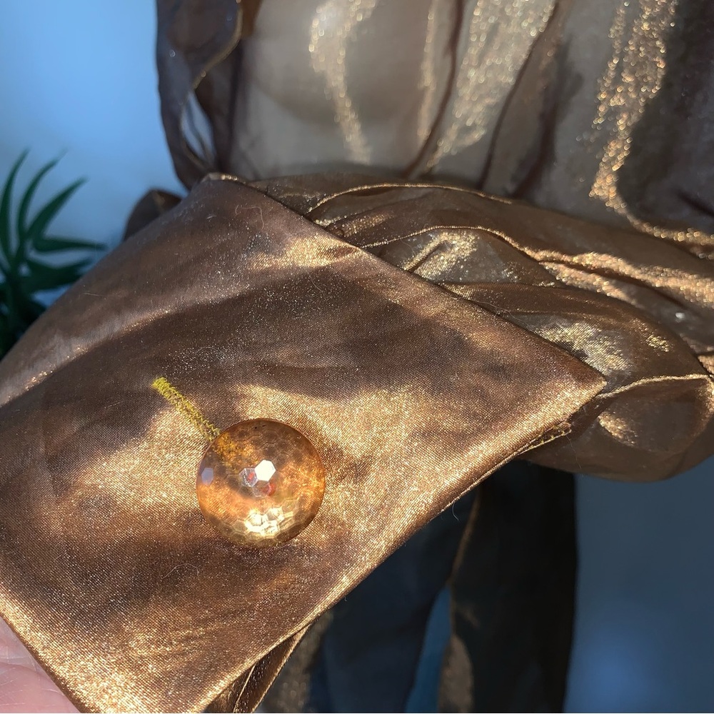 Vintage Metallic Bronze Wrap Blouse - Picture 11 of 16